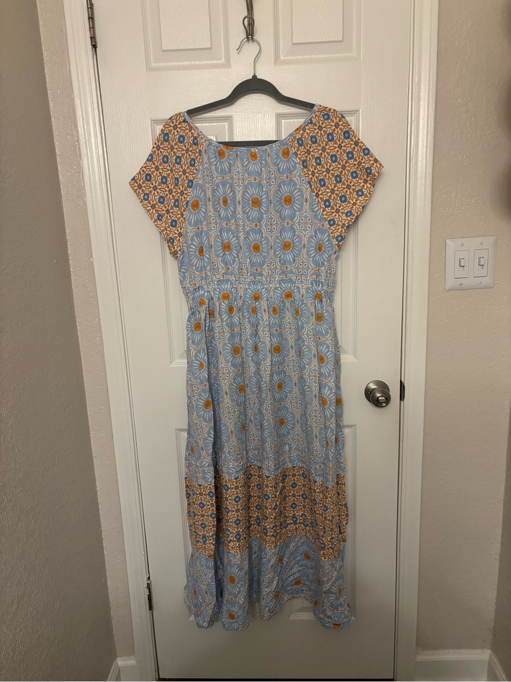 Blue Patterned Dress - Size Large - Picture 2 of 5